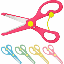Enid Store Kinderschere ab 2 Jahre mit Sicherung | Rechts- und Linkshänder Kinder Schere mit Feder | Rosa Angebot bei HelloDeals