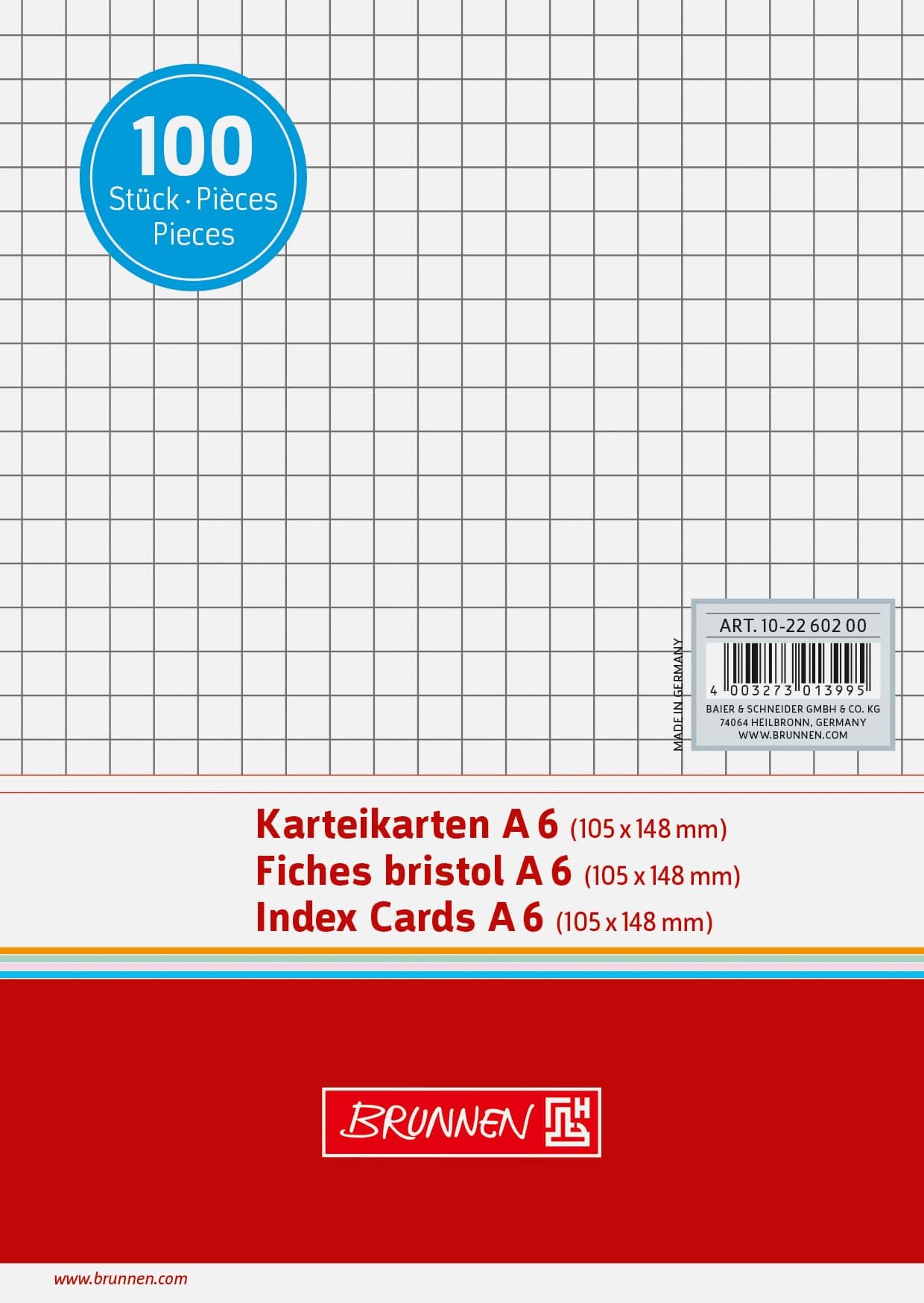Brunnen 102260200 Karteikarte (A6 kariert, 100 Stück, eingeschweißt) weiß (weiß, A6) kariert A6 weiß Angebot bei HelloDeals