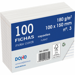 Dohe Karteikarten aus Karton, liniert, 100 Stück, Notizkarten, Größe A6 (15 x 10 cm), 180 g, Nr. 3, Büromaterial, Weiß A6 (15x10 cm) Angebot bei HelloDeals