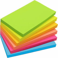 480 Sheets - 7,6 x 12,7 cm Große Haftnotizen, 76 x 127 mm, 6 Brillante Farben, Sortiert, Selbstklebende blöcke, 80 Blatt pro Block für Erinnerung, Checkliste oder To-Do-Liste Brillant 6 Blöcke Angebot bei HelloDeals