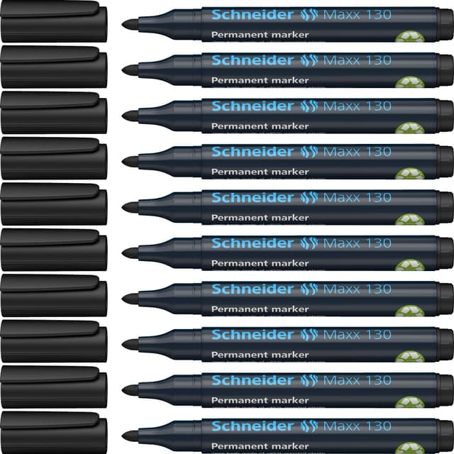 Schneider Maxx 130 Permanent-Marker mit Rundspitze (Strichstärke: 1-3 mm, nachfüllbar) 10er Packung schwarz schwarz 1 stück (10er Pack)
