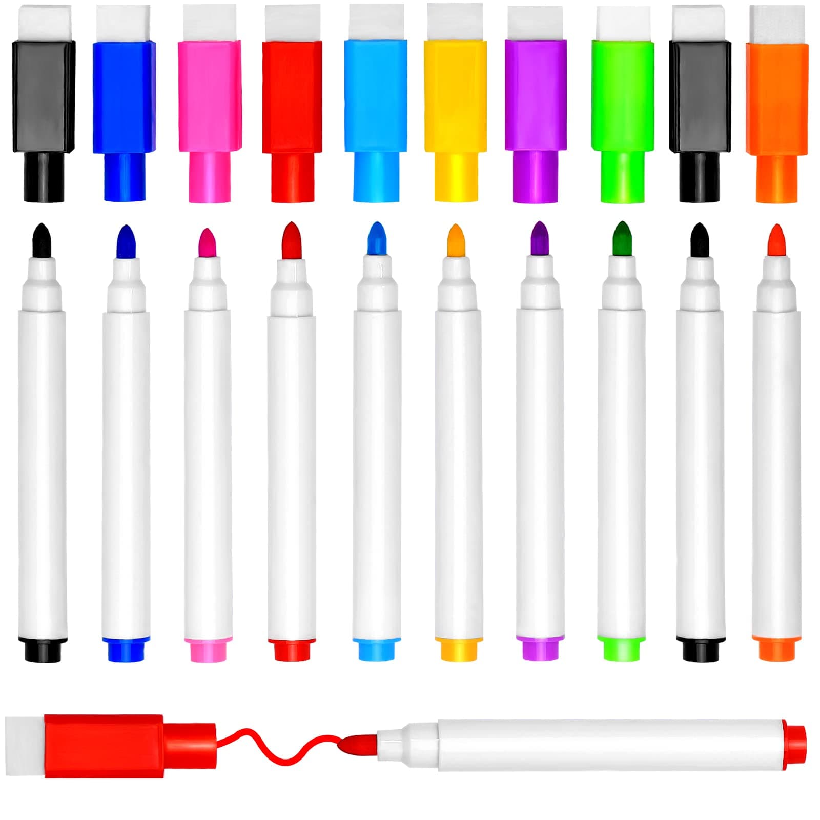 DTYDECLE 10 Stück Whiteboard Stifte, 9 Farbe Whiteboard Marker Magnetische Trockenlösch Abwischbare Marker mit Feiner Spitze für Büro, Schule, Zuhause usw bunt