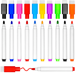 DTYDECLE 10 Stück Whiteboard Stifte, 9 Farbe Whiteboard Marker Magnetische Trockenlösch Abwischbare Marker mit Feiner Spitze für Büro, Schule, Zuhause usw bunt Angebot bei HelloDeals