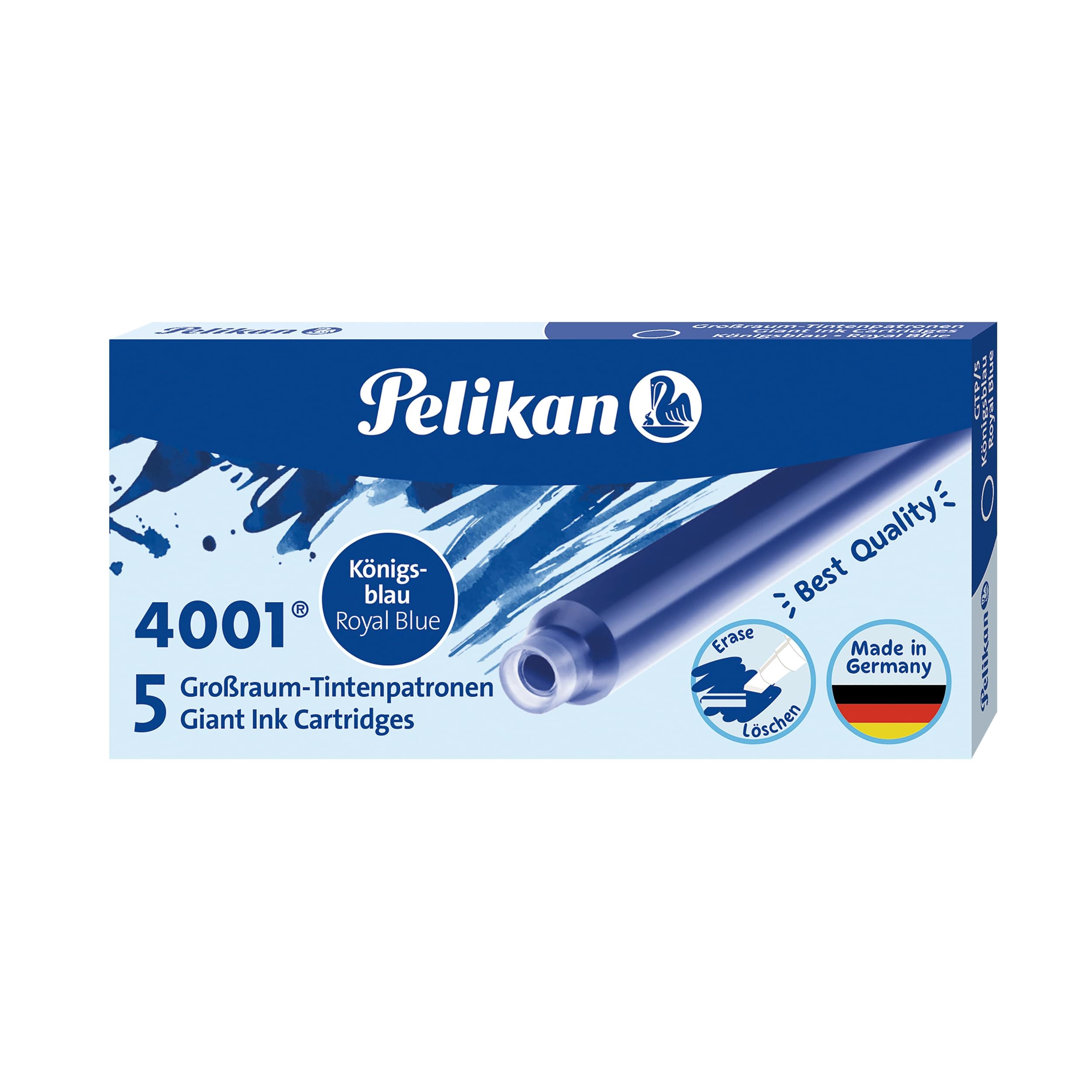Pelikan Großraum-Tintenpatrone 4001 Tinte Königsblau, 5 Stück Königsblau 7,6 x 3,8 x 0,8 cm