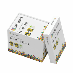 Infowerk Druckerpapier Kopierpapier 2500 Blatt 5 x 500 A4 80g Premium Hochweiß CIE 160 Testsieger PEFC Umweltzertifikat Angebot bei HelloDeals
