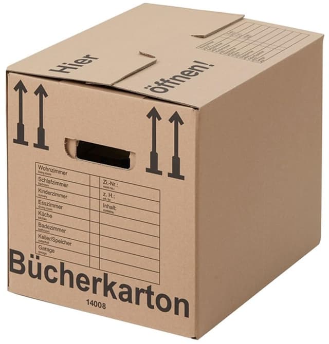 BB-Verpackungen 10x Bücherkartons Aktenkarton COMPACT 410 x 328 x 348 mm (10 Stück) 2-wellig | doppelter Boden, recycelte Pappe und dreifach Griffverstärkung 10 Small