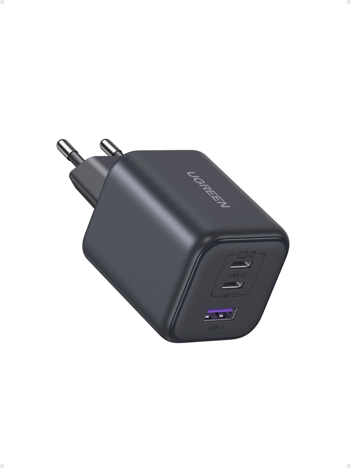 UGREEN 45W USB C Ladegerät 3-Port PPS Schnellladegerät 25W PD Netzteil GaN Charger Adapter kompatibel mit Galaxy S25 Ultra, S24, iPhone 17 Pro Max, MacBook Air, iPad, Tab A8, Pixel 9, HomePod