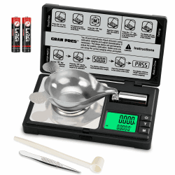GRAM PRES Hochpräzise Milligramm-Waage, 50g/0.001g Digitale Mini-Taschen-Gramm-Waage, Mg-Waage zum Wiegen von Pulvern, Schmuck, Medizin, Wiederladen, mit Cal-Gewicht, Pinzette ，Tray und Schaufel Angebot bei HelloDeals