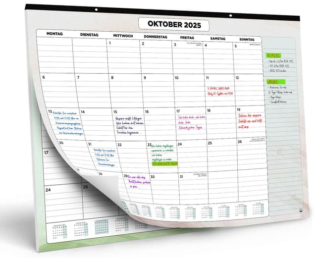 Wandkalender 2025-2026 von SmartPanda - Kalender 2026 - Monatskalender für den Tisch Von August 2025 bis Dezember 2026 - Ein Monat zur Ansicht - 33 cm x 43 cm - auf Deutsch