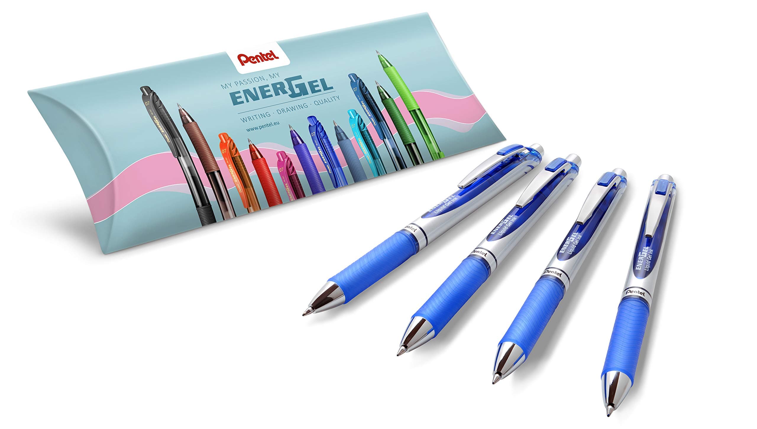 Pentel BL77-CO EnerGel Liquid Gel-Tintenroller - Set bestehend aus 4 Stück Gel-Roller, blau, 0.7 ball = 0.35 mm Strichstärke, 1 Stück (4er Pack) 1 stück (4er Pack) Blau