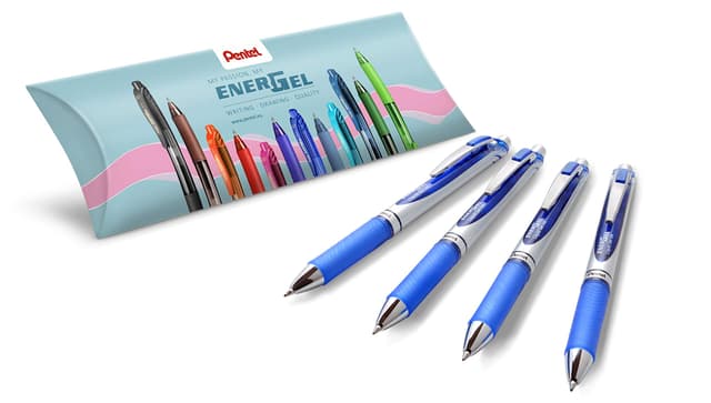 Pentel BL77-CO EnerGel Liquid Gel-Tintenroller - Set bestehend aus 4 Stück Gel-Roller, blau, 0.7 ball = 0.35 mm Strichstärke, 1 Stück (4er Pack) 1 stück (4er Pack) Blau
