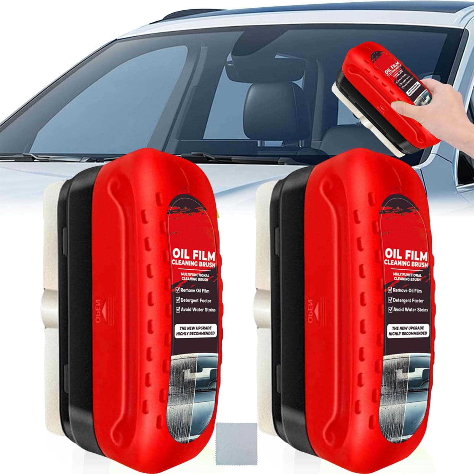 Automotive Oil Film Cleaning Brush,2pcs Ölabweisende Folie für Autoscheiben,Windschutzscheiben Reiniger,Auto Öl Film Reinigungsbürste,Ölabweisende Folie Entferner für Autoscheiben
