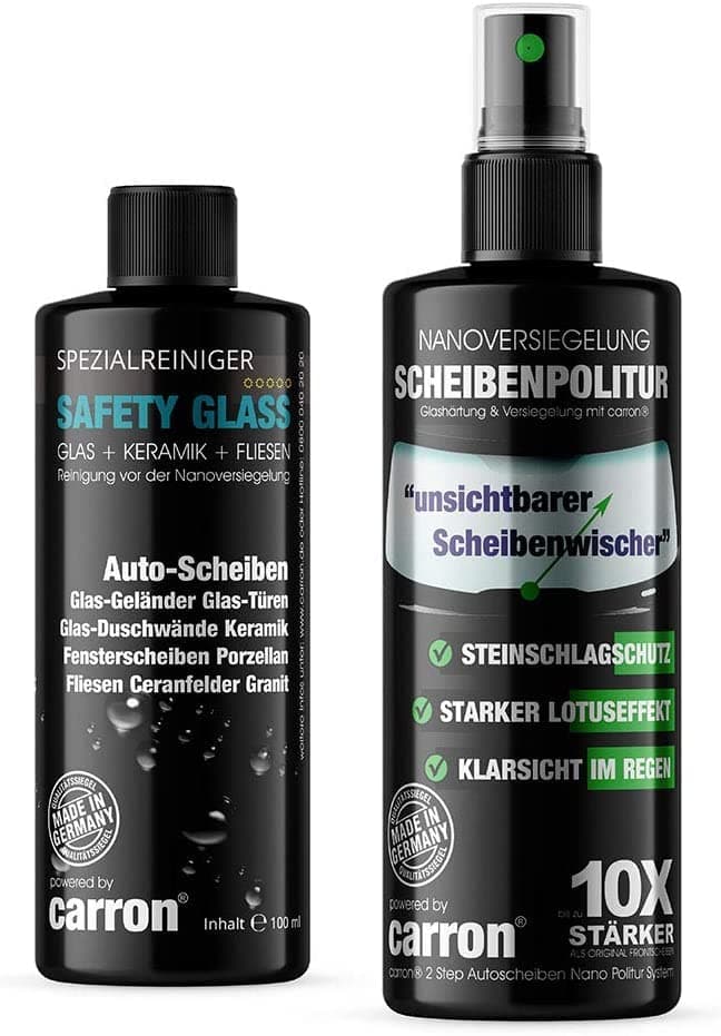 carron Nanoversiegelung Auto Frontscheibe polieren Scheibenversiegelung für Lotuseffekt + Steinschlagschutz wie unsichtbarer Scheibenwischer Abperleffekt (US-Patent) Adventure-Pack