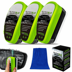 3Pcs Ölfilm-Entferner für Windschutzscheiben(mit Waschlappen),150ml Scheibenreiniger Auto,mit Reinigungsbürste, Ölabweisende Folie, Windschutzscheibe Verbessert Klarheit und Sichtbarkeit Angebot bei HelloDeals