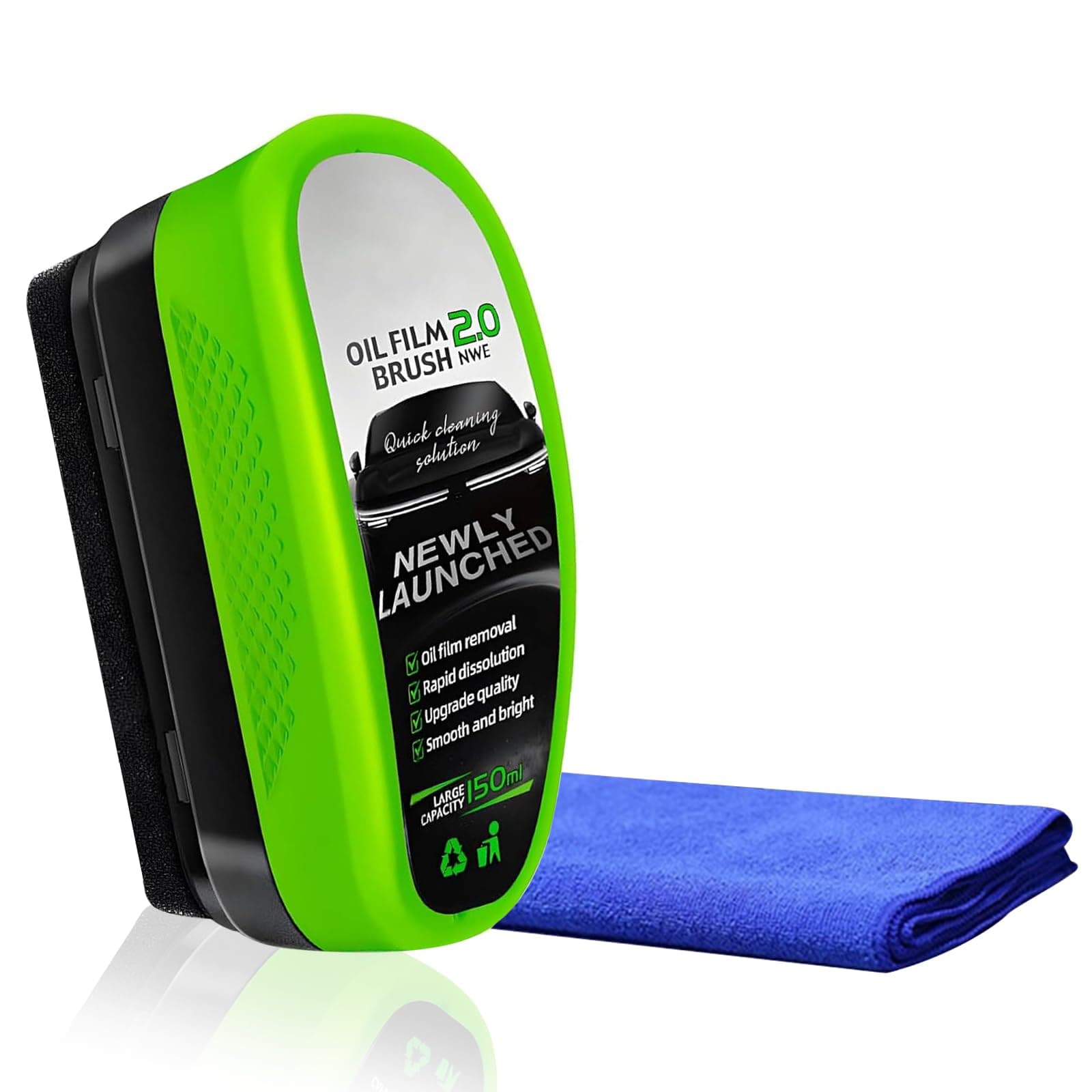 xolear 150ml Windschutzscheiben Reiniger Innen, Oil Film Cleaning Brush, Ölabweisende Folie für Autoscheiben, Automotive Oil Film Cleaning Brush, Scheibenreiniger Auto, Scheibenversiegelung Auto