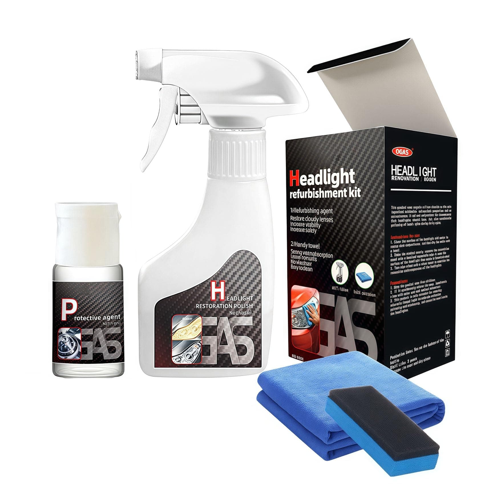 Ogas Headlight Restoration Kit, Removes Yellowing & Oxidation, Extremely Hydrophobic, Maximum Gloss & Shine for All Vehicles