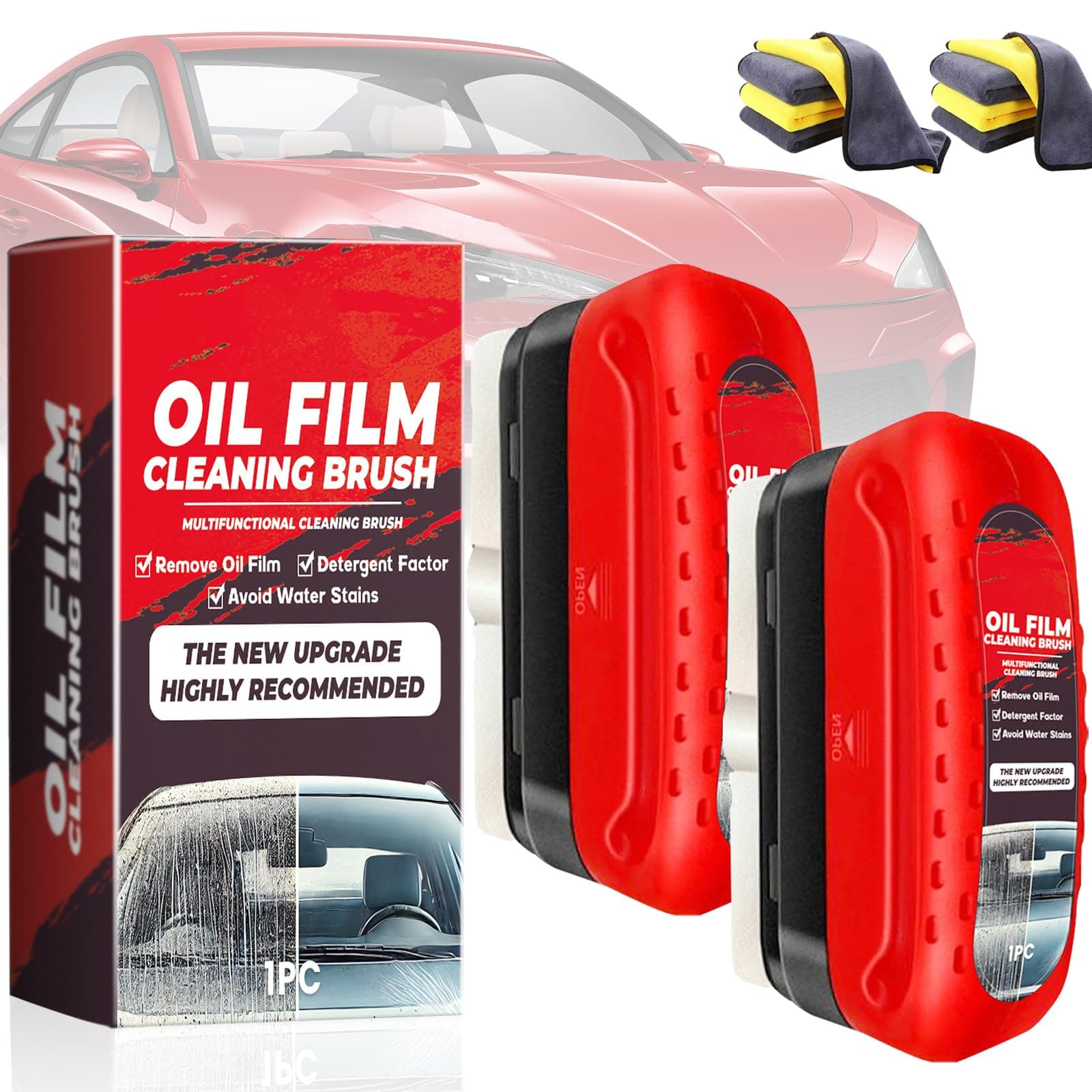 Automotive Oil Film Cleaning Brush, Ölabweisende Folie für Autoscheiben, Ölfilm-Entferner für Windschutzscheiben, Multifunktionale Kfz-Ölfilm-Reinigungsbürste 120ml (2 Stück)