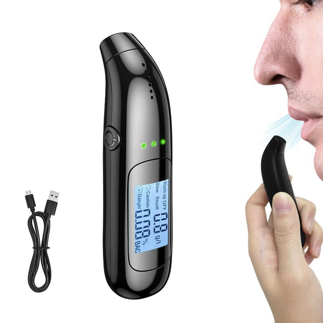 MeYuxg Alkoholtester, Digitaler Alkoholtester, Digitales LCD-Display, USB-Wiederaufladbarer Alcohol Tester, Tragbarer Atemalkoholtester, für den Persönlichen und Professionellen Gebrauch (B)
