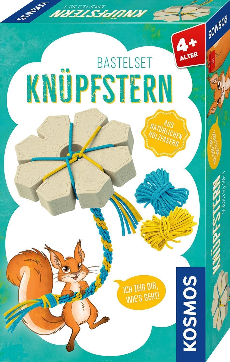 KOSMOS 712594 Knüpfstern, Bastel-Set für Kordeln, für Kinder ab 4 Jahre, als Freundschaftsarmbänder, Deko, Haarband, Schnürsenkel, Schmuck, kreative Basteleien, DIY, Geschenk, Spielzeug
