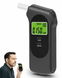 SUPAREE Alkoholtester Digital Atemalkoholtester Alkoholtester mit Halbleiter-Sensor Mit LCD-Bildschirm und 10 Mundstücken Träger für Privat Zuhause Reisen Partys Versammlungen Angebot bei HelloDeals