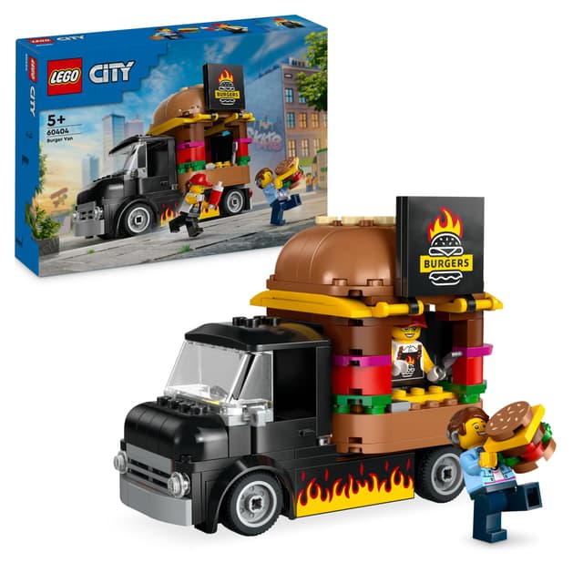 LEGO City Burger-Truck, Bauset mit Spielzeug-Auto für 5-jährige Kinder, Imbisswagen Minifigur und Zubehör, lustiges Geschenk für Jungen und Mädchen 60404 Single