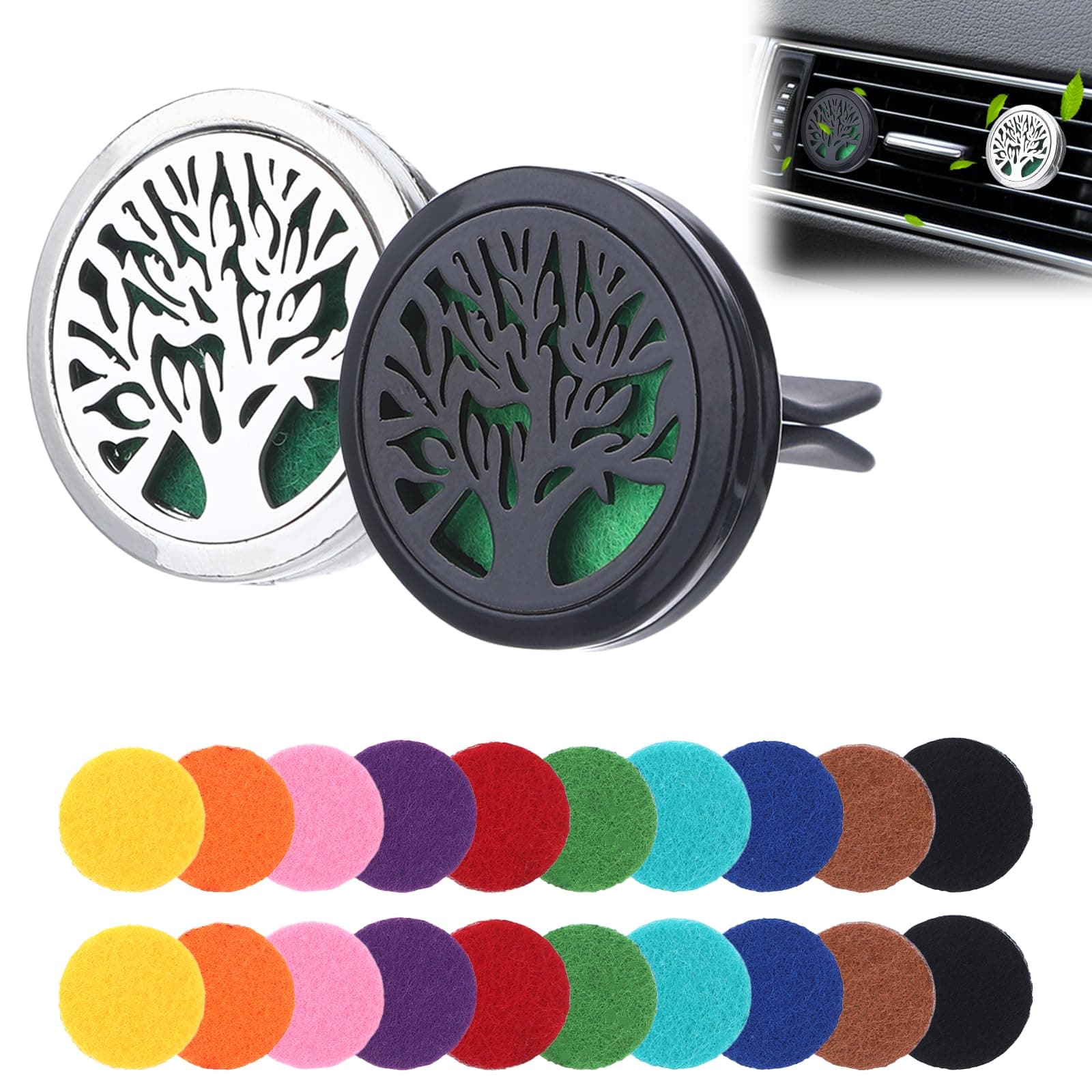 2 Stück Auto Aromatherapie, Auto Duft Zur Überdeckung von Gerüchen und Halten Die Luft Frisch, Geeignet für Büro, Zimmer oder Andere Lnnenräume Schwarz und Silber 1 ml (2er Pack)