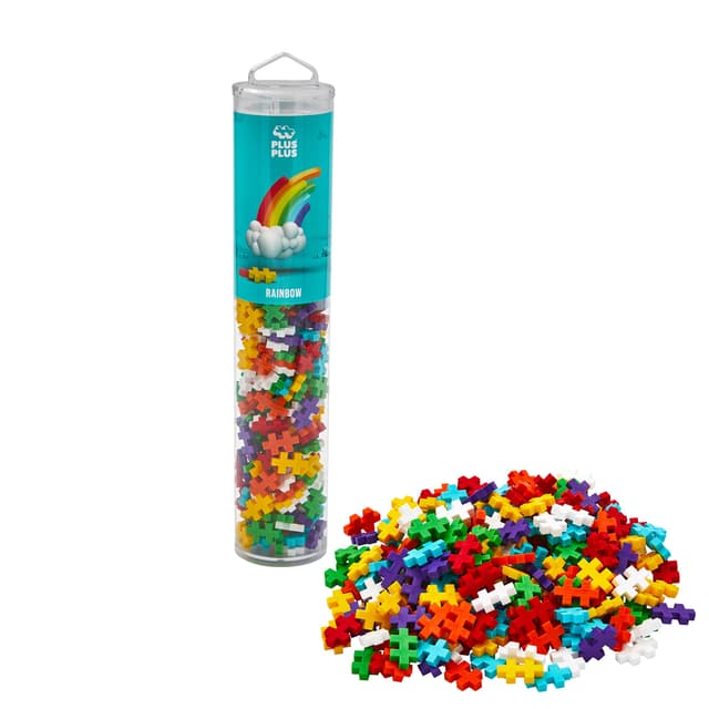 Plus-Plus 9604262 Geniales Konstruktionsspielzeug, Regenbogen, Kreativ-Bausteine Tube, 240 Teile 240 Teile Regenbogen