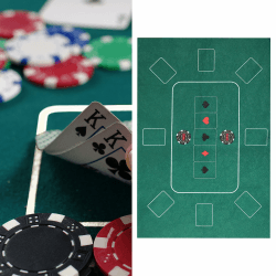 Cepewa Poker Tischauflage │ 60x90cm 100% Polyester Filz grün Bedruckt │ Faltbare Pokermatte Angebot bei HelloDeals