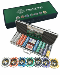 Bullets Playing Cards | Pokerkoffer Deluxe „Christopher“ mit 500 Plastik Pokerchips 12g | Pokerset mit Karten, Würfeln, Dealer Button & Regeln für Texas Holdem 500 Chips Angebot bei HelloDeals