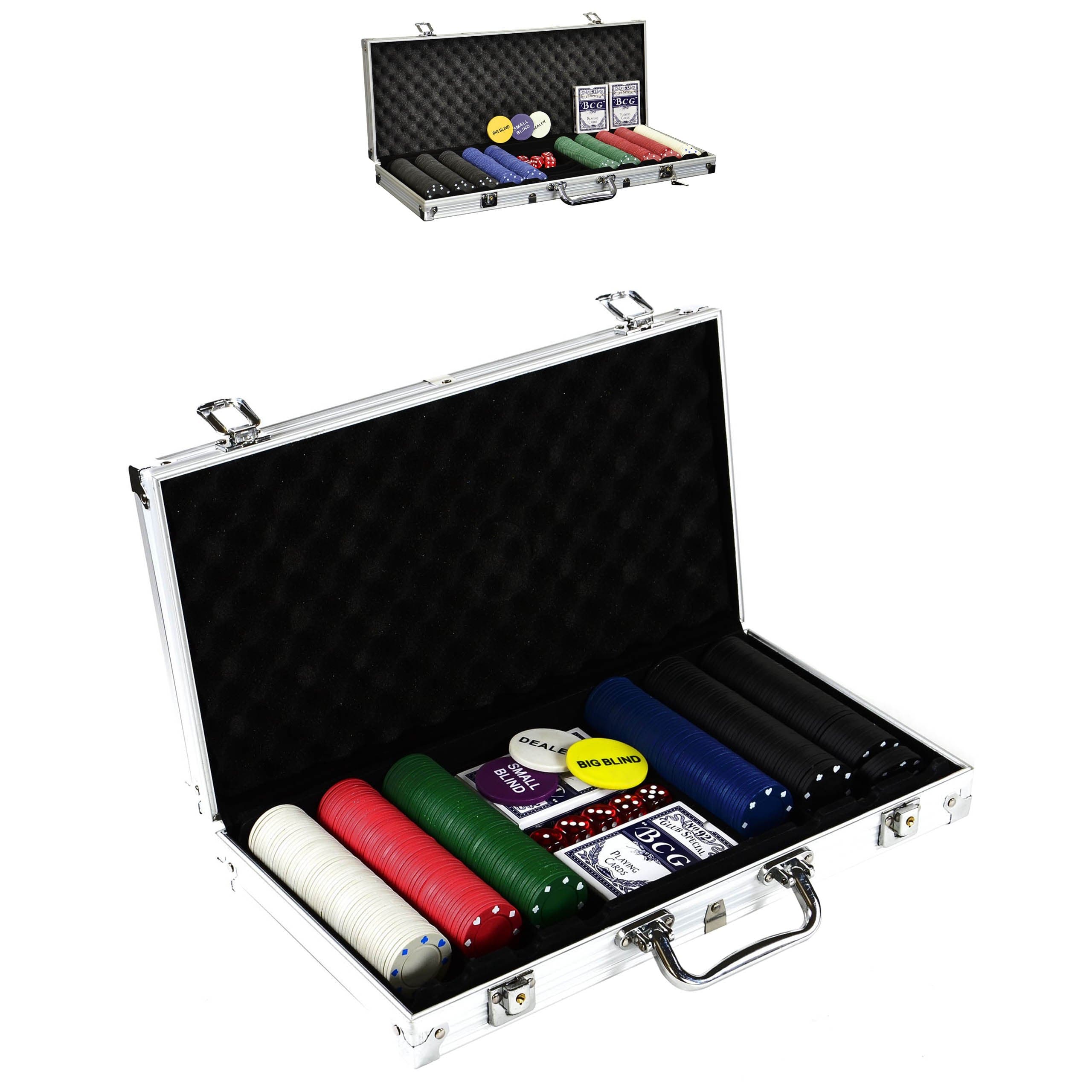 SONLEX Pokerkoffer mit 300 500 Pokerchips abschließbar Pokerkarten Zubehör Deluxe Pokerset Casino Aluminium Chipsanzahl wählbar (300 Chips) Angebot bei HelloDeals
