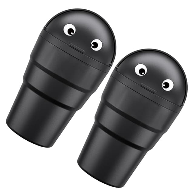 HORIALENCE 2 Stück Auto Mülleimer mit Deckel Tragbarer Müllbehälter für Getränkehalter Große Kapazität Langlebiges Kunststoffmaterial für Innenraumaufbewahrung im Auto