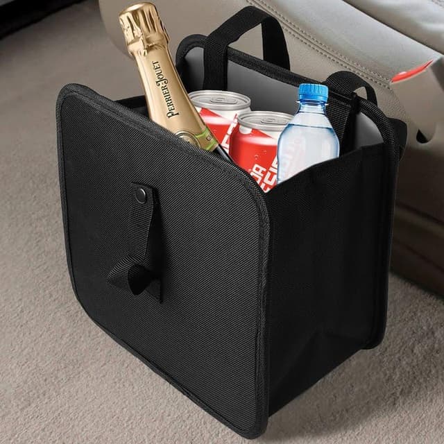 Auto Mülltonne Schwarz, Abfalleimer Hängend, Aufbewahrungsbox für Fußraum Kopfstütze Mittelkonsole und Rücksitz, Wasserdicht, Auslaufsicher, Mehrzweck Faltbar Mülleimer für Küche, Büro