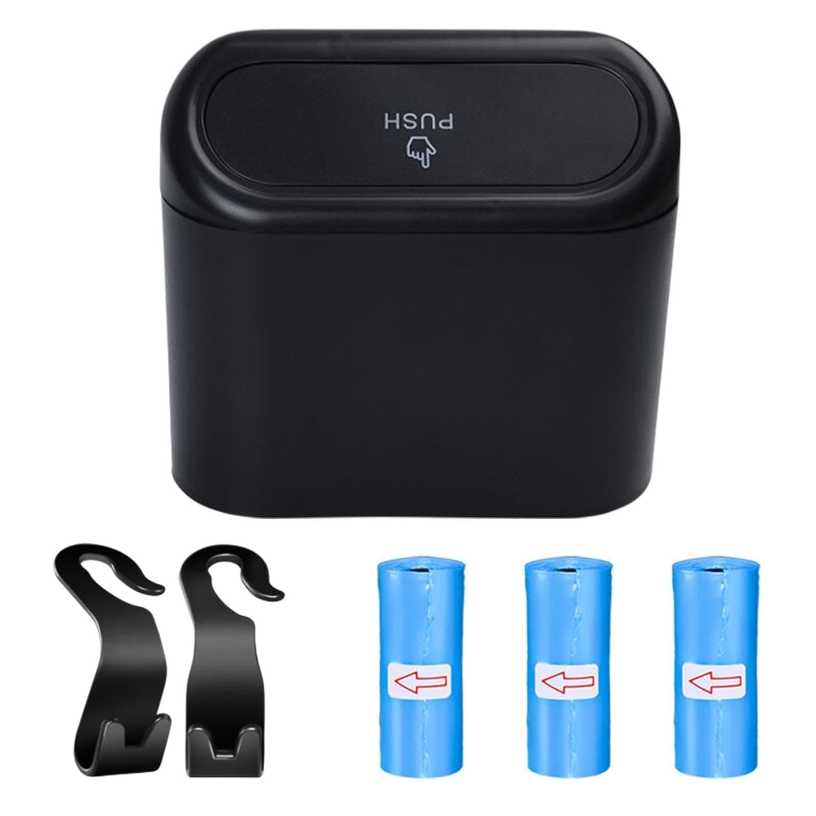 Rixotix Auto Mülleimer, Automülleinmer mit Deckel, Mülleimer Auto mit 45 Müllbeutel und 2 Auto Kopfstützen Haken, Mülleimer für Familie Büro Küche Autos Vordersitz Zubehör Angebot bei HelloDeals
