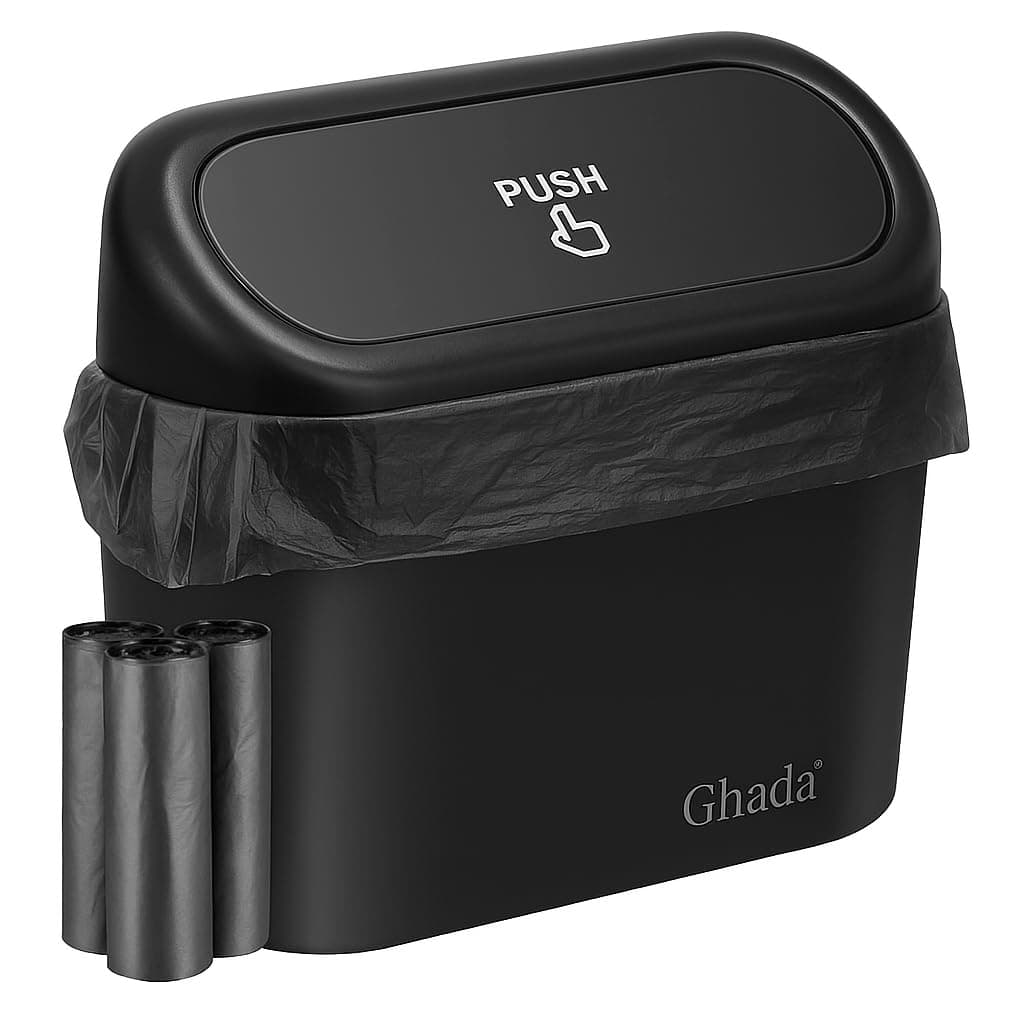 GHADA Auto-Mülleimer Mini – kompakter, auslaufsicherer Abfallbehälter fürs Auto mit Deckel, schneller Beutelwechsel – ideal für Fahrertür, Konsole & Rücksitz Schwarz Angebot bei HelloDeals