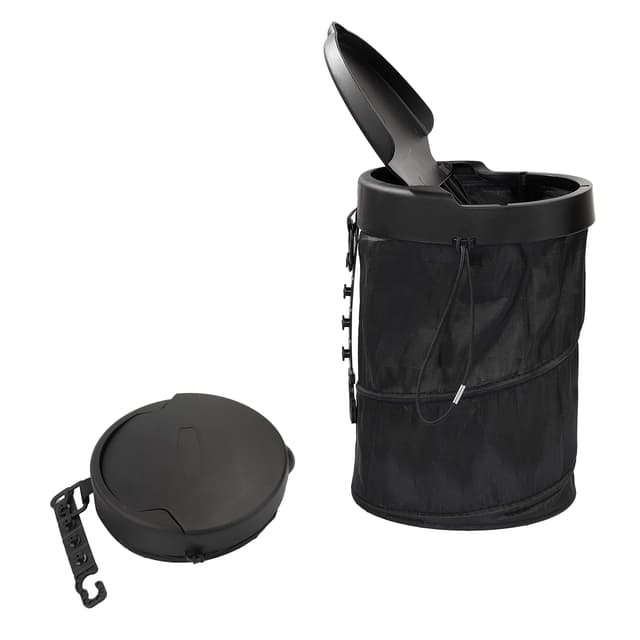 HONGXIN-SHOP Auto-Mülleimer Faltbar Einziehbar Abfalleimer Multifunktional Lagereimer mit Deckel Kann Aufgehängt Werden Behälter Geeignet für Auto, Camping, Reisen Schwarz
