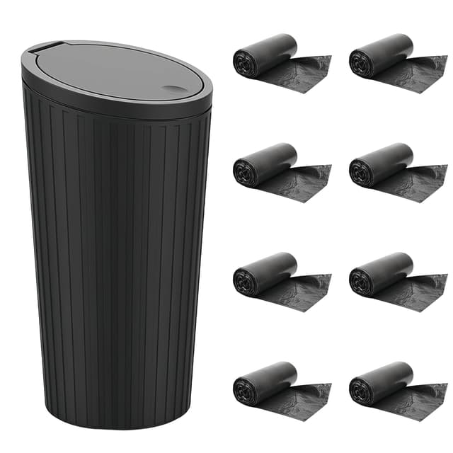 Auto Mülleimer mit Deckel 1 Stück + 8 Müllbeutel – Mini Mülleimer für Auto, Getränkehalter, Wasserdicht & Geruchshemmend, für Auto, Zuhause, Büro, Schlafzimmer