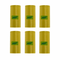 KORBINO Müllbeutel 120 Stück – 6 Rollen Mülltüten, Kleine Müllbeutel für Auto, Küche, Haushalt, Büro, Camping – Biologisch abbaubare Gelbe Säcke für Mülleimer Tütenrollen Gelb Angebot bei HelloDeals