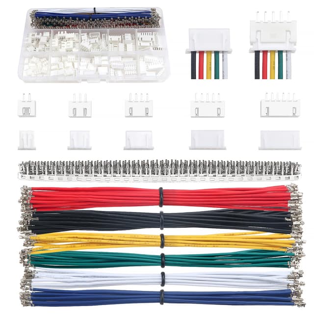 Lyeteung 420 Stück 2.54mm JST Stecker Kit, JST-XH 2/3/4/5/6 Pin Gehäuse Adapter Kabel Stecker Buchse Stecker und Buchse, mit 22 AWG Vorgekräuseltem Kabeldraht und Pin-Crimpklemme (Doppelt) 2/3/4/5/6-polig Doppel + Kabel