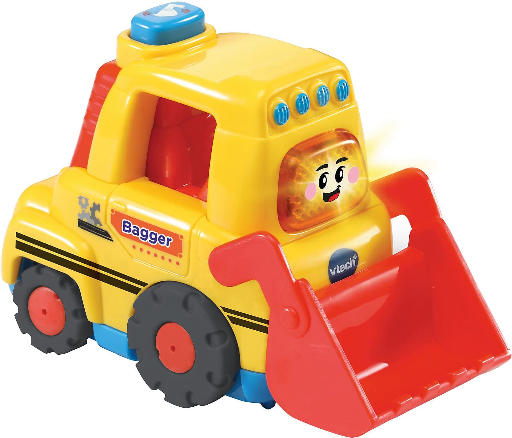 Vtech TUT TUT Baby Flitzer - Bagger – Spielzeugauto mit Musik, aufleuchtender Taste, spannenden Sätzen und Geräuschen – Für Kinder von 1-5 Jahren