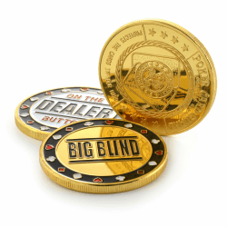 Ganzoo Poker-Button Set im Etui (Metall-Münzen), 1x Dealer Button, 1x small blind, 1x Big blind Angebot bei HelloDeals