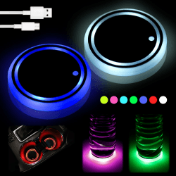 JDCMEI 2 Stück Auto Untersetzer, 7.2cm wasserdichte Nachtlicht-Untersetzer, Anti-Rutsch Luminous Getränk Untersetzer, Universell Automobil Getränkehalter Untersetzer für Auto Zubehor Innenraum Angebot bei HelloDeals