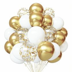 Helium Luftballons Gold Weiß SKYIOL 50 Stück 12 zoll Goldene Konfetti Ballons Metallic Luftballons Weisse Latex Ballons Set für Geburtstag Hochzeit Muttertag Ramadan Baby Shower Party Dekoration Angebot bei HelloDeals