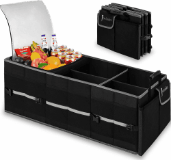 Jorindes Kofferraum Organizer, Kofferraumtasche mit Kühltasche, Auto Organizer Kofferraum Zusammenklappbarer 3 Extra Große Fächer 5IN1 Auto Aufbewahrungsbox - Verstellbare Sicherungsriemen 35,5″× 14″× 10″ mit integrierter Kühltasche Angebot bei HelloDeals