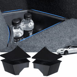 Arcoche Rear Trunk Organizer Kofferraumtaschen Hinteren für Tesla Model 3 Highland, Kofferraum-Organizer Hinten Aufbewahrungsbehälter Koffer Hinten for 2025 2024 Tesla Model 3 Highland Zubehör 2 PC Fit Model 3 Highland Angebot bei HelloDeals