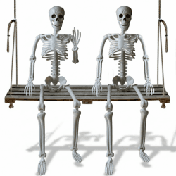 Bstalpine 2 Stück 90 cm Halloween Skelett, Plastik-Skelett mit beweglichen Gelenken, Halloween Skelett Lebensgroß für Dekoration im Außenbereich, Innenräumen, Zuhause, Garten und Rasen 90cm X 2 Angebot bei HelloDeals