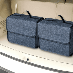 CiCixixi 2 Stück Kofferraum Organizer, 35 * 20 * 30cm,Auto Kofferraum Organizer, Filz Box Kofferraumtasche Toolbag, Gummiband faltbar, Rutschfestes Auto Zubehör (Grau) Angebot bei HelloDeals
