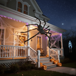 Halloween Riesenspinne 200 cm – Realistische Schwarze Haarige Spinne Deko mit Roten Augen & Biegbaren Beinen – Gruselige Indoor & Outdoor Halloween Party Deko für Garten, Haus, Fenster & Spukhaus Angebot bei HelloDeals