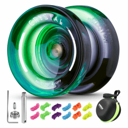 MAGICYOYO Crystal Yoyo K2, Profi JoJo für Kinder und Anfänger, Magic JoJo mit Leerlauf und Kugellager, Trick JoJo für Responsive und Unresponsive, mit 12 Schnur, Koffer, Zubehör (Schwarz Grün) Angebot bei HelloDeals