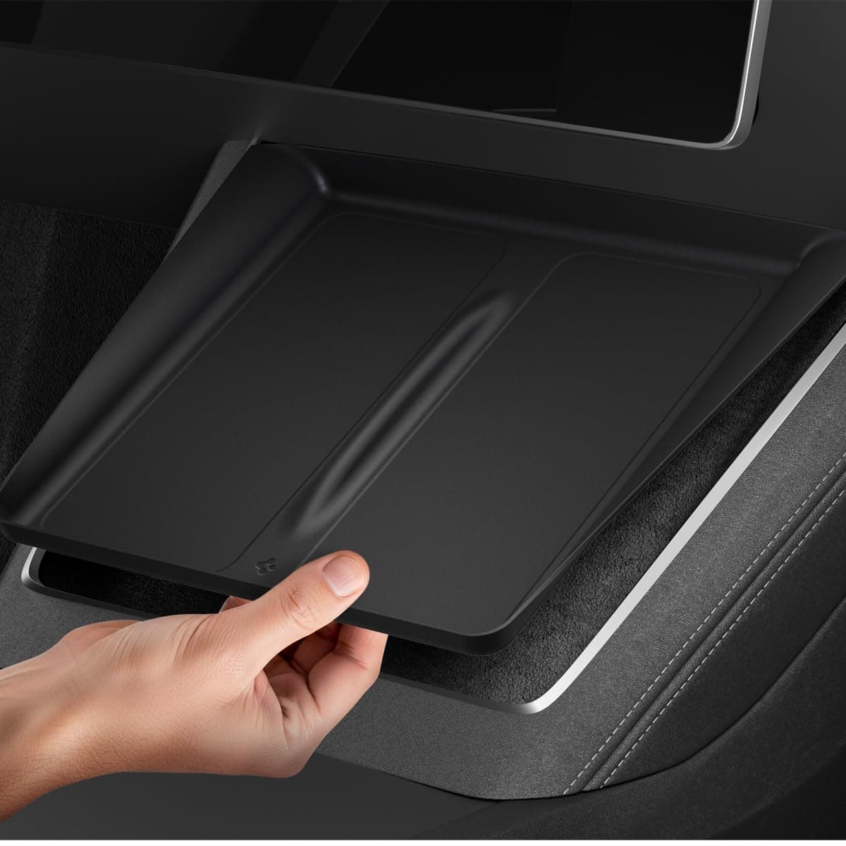 Spigen Tesla Model Y Juniper (2025~) Mittelkonsole Abdeckung für Kabelloses Ladepad [Ultradünnes 0,8mm Design] Silikonabdeckung für Model Y Juniper 2025 Zubehör - Schwarz Angebot bei HelloDeals