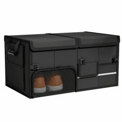 AQCQDQ Kofferraum Organizer, Auto Aufbewahrungstasche, Kofferraumtasche, Rutschfester Boden, Verstellbare Sicherungsriemen, Klappbarer Deckel, aus Filz für Ordnung im Auto (Schwarz,60 L) Schwarz 60 L Angebot bei HelloDeals